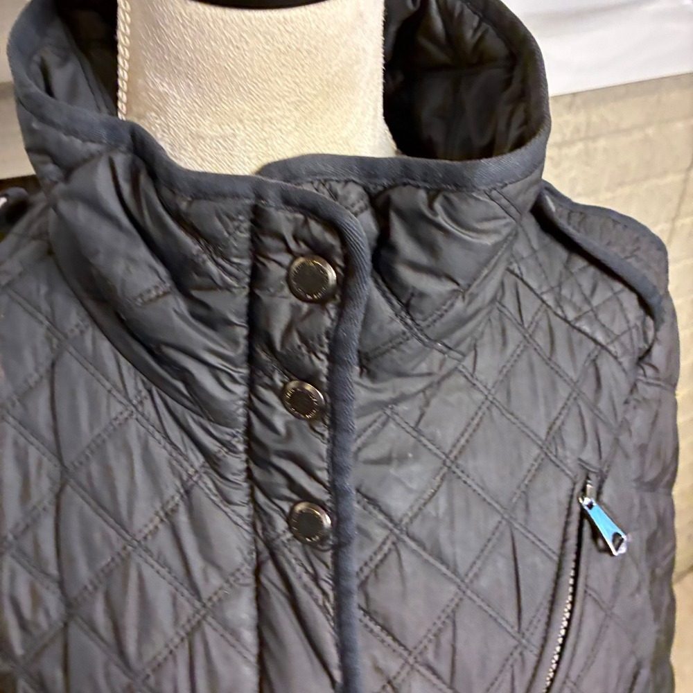 Marc New York Andrew Marc Quilted Chevron Jacket Black Size L Stand Collar Zip - Picture 3 of 5